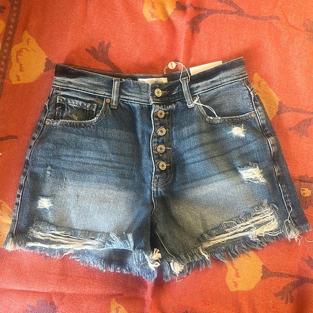 KanCan High Rise Distressed Shorts